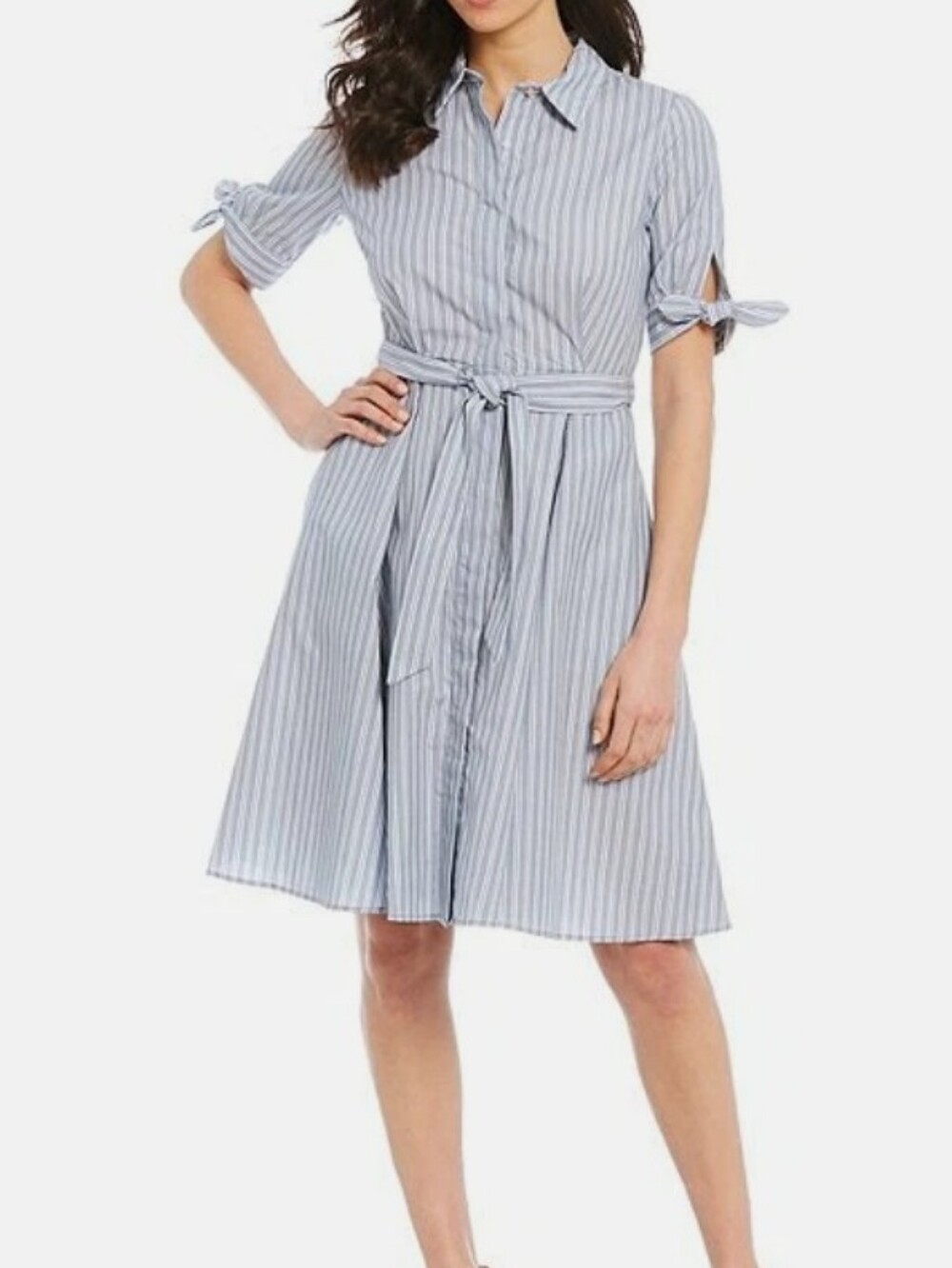 Calvin Klein Blue Stripe Button-Front Shirt Dress